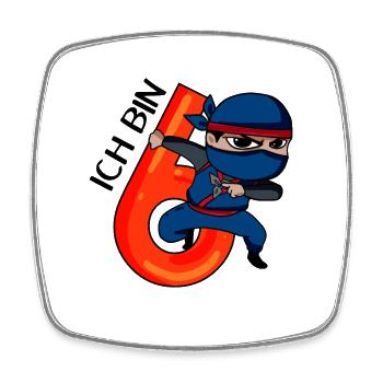 6 Jahre Junge 6. Geburtstag Ninja Motiv Geschenk - Viereckiger Kühlschrankmagnet - Weiß - Vorne