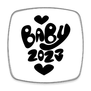 Baby 2023 - Viereckiger Kühlschrankmagnet - Weiß - Vorne