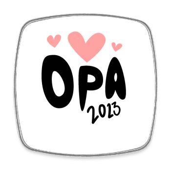 Opa 2023 - Opa werden - Bald Opa - Viereckiger Kühlschrankmagnet - Weiß - Vorne