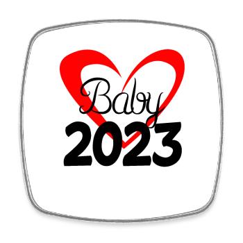 Bébé 2023 - Nouveau-né 2023 Cadeau bébé - Magnet carré - blanc - Devant