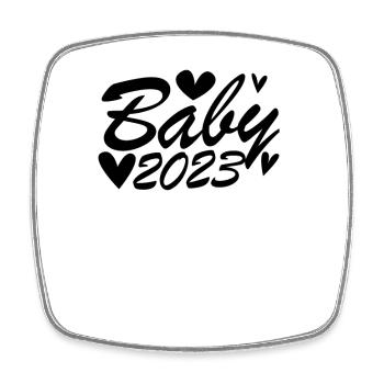 Baby 2023 - Neugeborenes 2023 Baby Geschenk - Viereckiger Kühlschrankmagnet - Weiß - Vorne