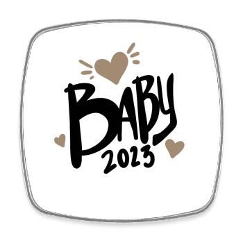 Baby 2023 - Neugeborenes 2023 Baby Geschenk - Viereckiger Kühlschrankmagnet - Weiß - Vorne