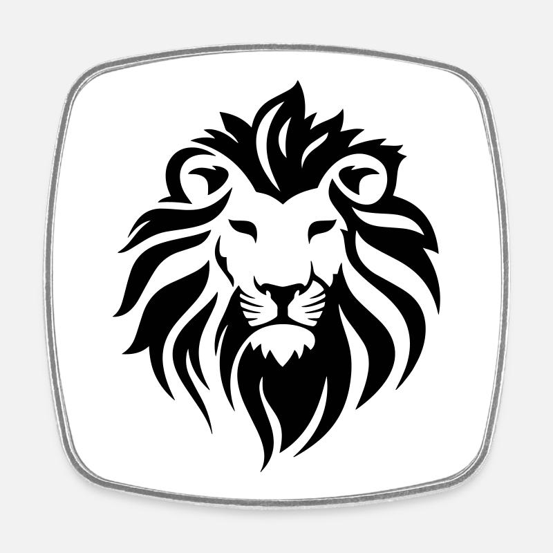 lion - Magnet carré - blanc