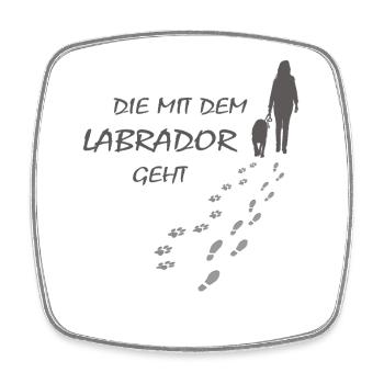 Die mit dem Labrador geht, Hundepfoten Labbi Gassi - Viereckiger Kühlschrankmagnet - Weiß - Vorne