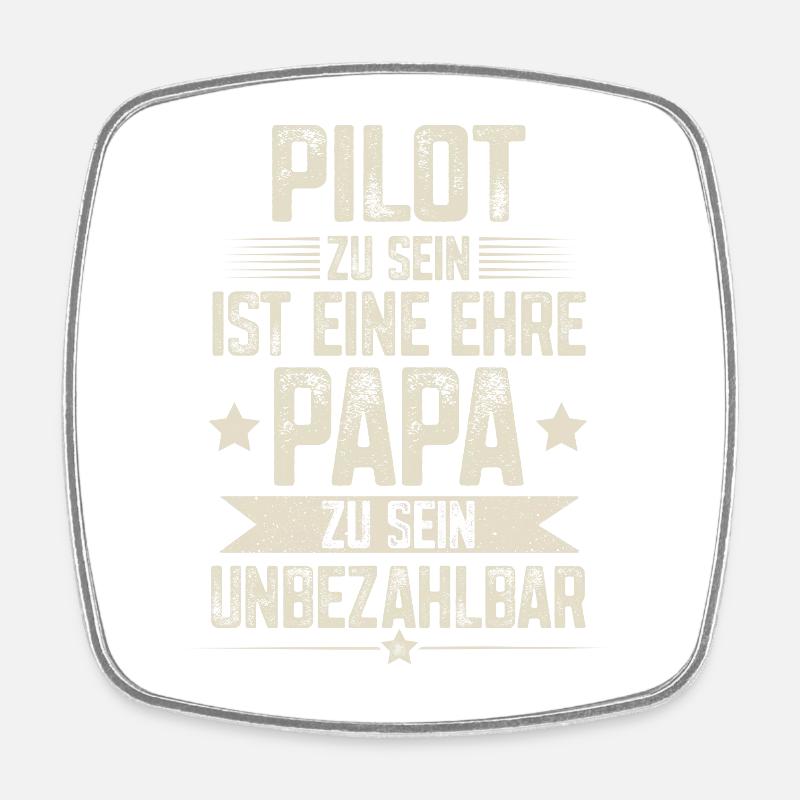 Pilot Papa Vater Vatertag - Viereckiger Kühlschrankmagnet - Weiß