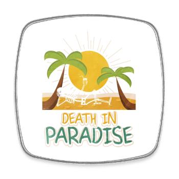 Death in Paradise – Skeleton Holiday Vibes - Square fridge magnet - white - Front