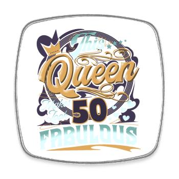 50ème Anniversaire 50 Ans Femmes Dames Reine - Magnet carré - blanc - Devant