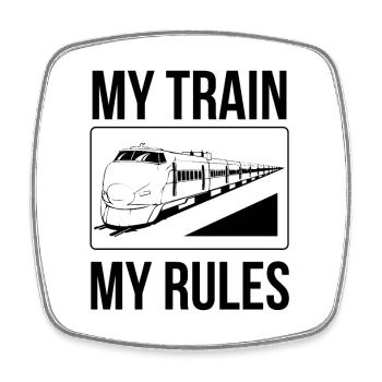Le conducteur de train dit mon train mes règles - Magnet carré - blanc - Devant