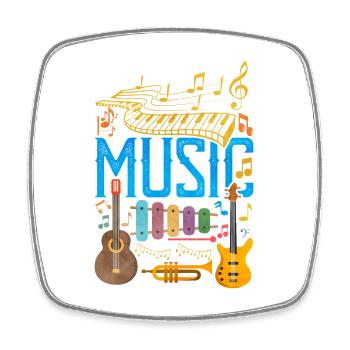 Colorful Music Instrument Collage | Music Love - Square fridge magnet - white - Front
