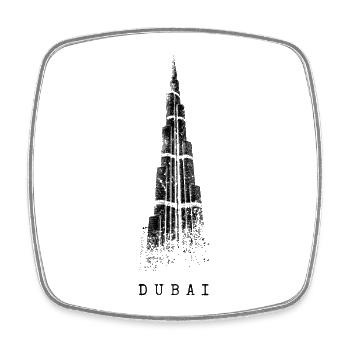 Dubai Burj Khalifa Vintage Silhouette Emirat VAE - Viereckiger Kühlschrankmagnet - Weiß - Vorne