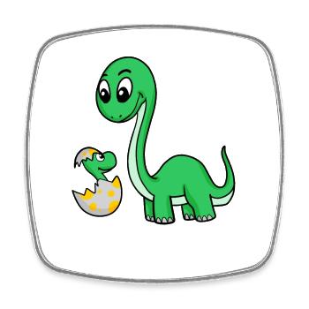 Dinosaures avec bébés dinosaures - Magnet carré - blanc - Devant