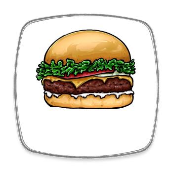 Hamburger Cheeseburger - Viereckiger Kühlschrankmagnet - Weiß - Vorne
