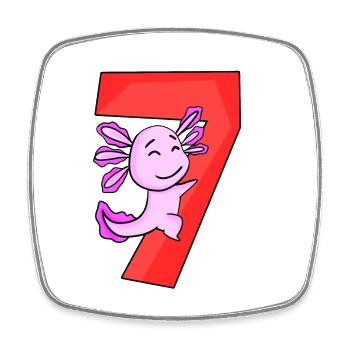 7 Jahre alt - 7. Geburtstag - Axolotl Motiv - Viereckiger Kühlschrankmagnet - Weiß - Vorne