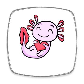 Axolotl Herz - Viereckiger Kühlschrankmagnet - Weiß - Vorne