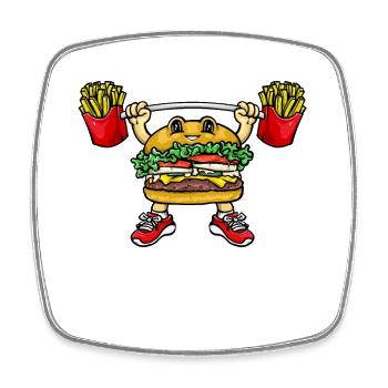 Hamburger Pommes - Viereckiger Kühlschrankmagnet - Weiß - Vorne