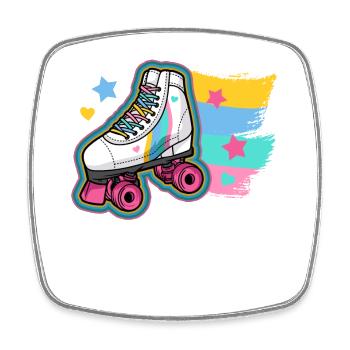 Rollschuhlaufen Rollschuhe - Viereckiger Kühlschrankmagnet - Weiß - Vorne