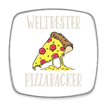 Weltbester Pizzabäcker - Viereckiger Kühlschrankmagnet - Weiß - Vorne