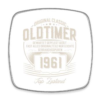 1961 Geburtsjahr Jahrgang Geburtstag Oldtimer - Viereckiger Kühlschrankmagnet - Weiß - Vorne