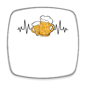 Bierglas mit Herzschlag Bier Puls EKG - Viereckiger Kühlschrankmagnet - Weiß - Vorne