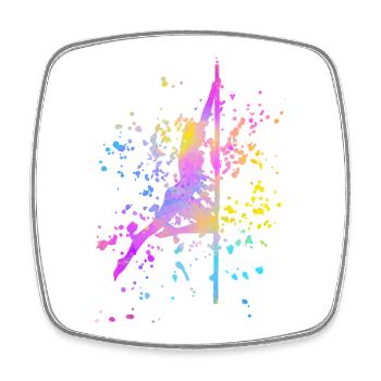 Pole Dance Fitness Farbspritzer Poledance - Viereckiger Kühlschrankmagnet - Weiß - Vorne