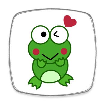 Grenouille amoureuse de cœurs – Love Design - Magnet carré - blanc - Devant