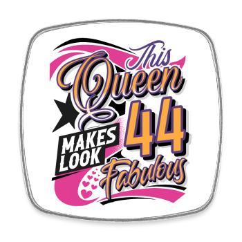 44. Geburtstag 44 Jahre Queen Frauen Damen - Viereckiger Kühlschrankmagnet - Weiß - Vorne