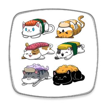 Sushi Katze Anime - Viereckiger Kühlschrankmagnet - Weiß - Vorne