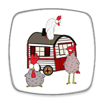 Trailer Chicken coop poultry poultry farm - Square fridge magnet - white - Front