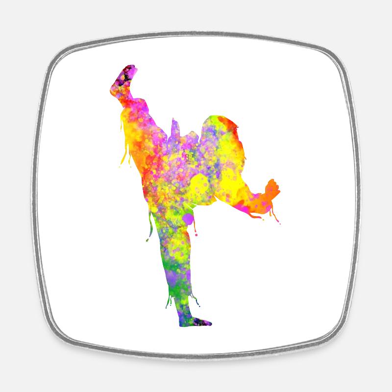 Tae Kwon Do Karate Bunte Silhouette für Mädchen - Viereckiger Kühlschrankmagnet - Weiß