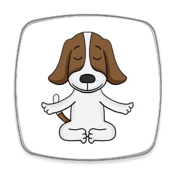 Chien de yoga Basset Hound - Magnet carré - blanc - Devant