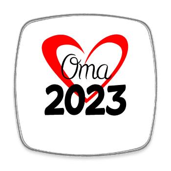 Oma 2023 - Werdende Oma - Viereckiger Kühlschrankmagnet - Weiß - Vorne