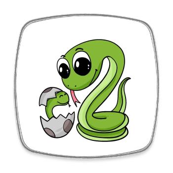 Serpent avec bébé serpent - Magnet carré - blanc - Devant