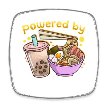 Bubble Tea Boba Ramen Kawaii - Viereckiger Kühlschrankmagnet - Weiß - Vorne