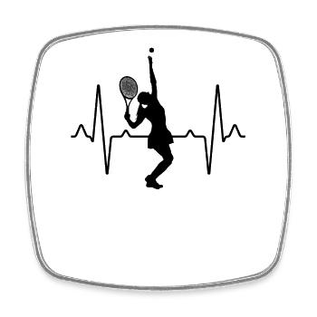 Tennis Tennis player heartbeat - Square fridge magnet - white - Front