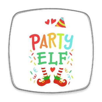 Party-Elf Elf Weihnachten - Viereckiger Kühlschrankmagnet - Weiß - Vorne