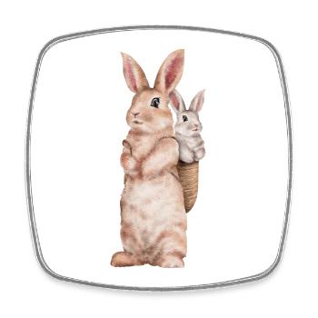 Rabbit Floppy Ear Easter Rabbit Mom - Square fridge magnet - white - Front
