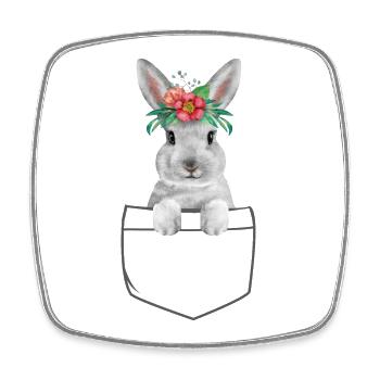 Rabbit Easter Flowers Rabbit Mom - Square fridge magnet - white - Front