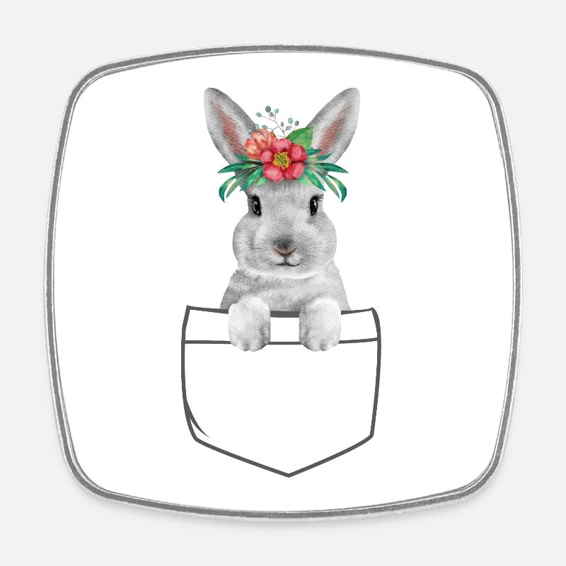 Lapin Lapin Lapin Pâques Lapin Fleurs Lapin Mama - Magnet carré - blanc