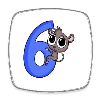 6 ans - 6ème anniversaire - motif lémuriens gobelins - Magnet carré - blanc - Devant