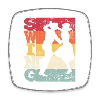Boogie Woogie Swing Tanzen Retro Farben Vintage - Viereckiger Kühlschrankmagnet - Weiß - Vorne