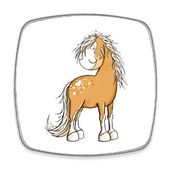 Happy Pferd I Pferdemotiv Fun - Viereckiger Kühlschrankmagnet - Weiß - Vorne