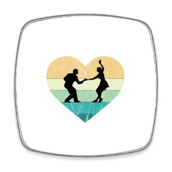 I love Rock'n Roll Tanzpaar Retro Herz - Viereckiger Kühlschrankmagnet - Weiß - Vorne