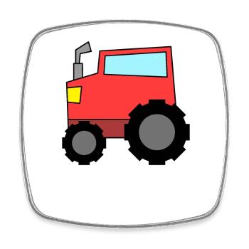 Tracteur - Magnet carré - blanc - Devant