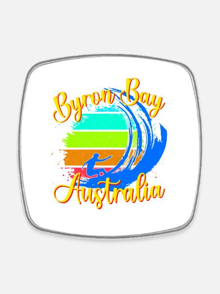Byron Bay Australien Surfen - Viereckiger Kühlschrankmagnet - Weiß