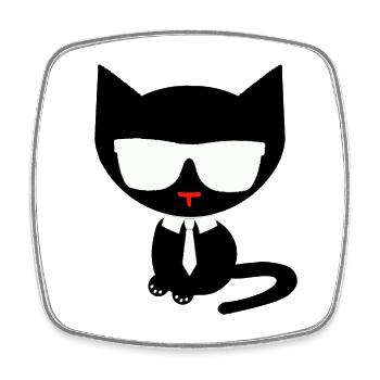 Cool Black Cat - Sunglasses Business Style Design - Viereckiger Kühlschrankmagnet - Weiß - Vorne