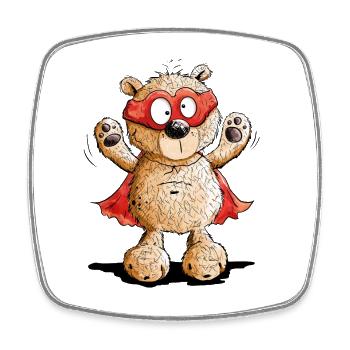 Bear Pun I Superhero I Subärheld - Square fridge magnet - white - Front