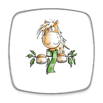 Cheval d’hiver I Motif de cheval Amusant - Magnet carré - blanc - Devant