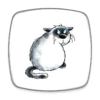 Mürrische Siamkatze I Nö Katze I Nein Statement - Viereckiger Kühlschrankmagnet - Weiß - Vorne