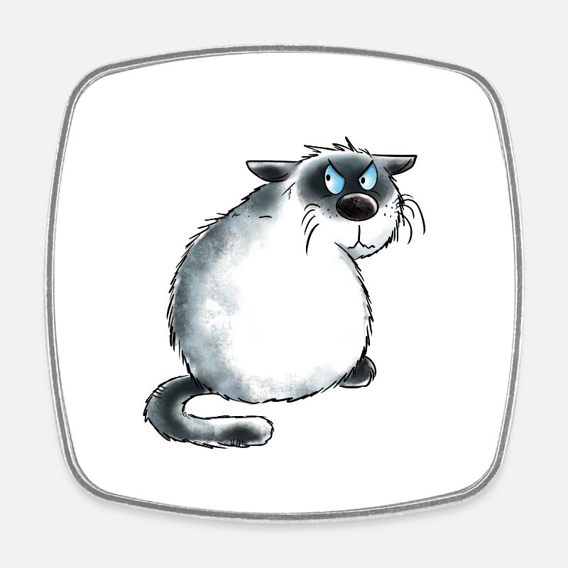 Grumpy Siamese Cat I Cat Friends Gift - Square fridge magnet - white