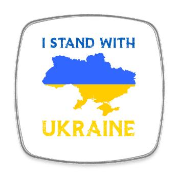 I Stand With Ukraine Flag - Ukraine Strong - Square fridge magnet - white - Front